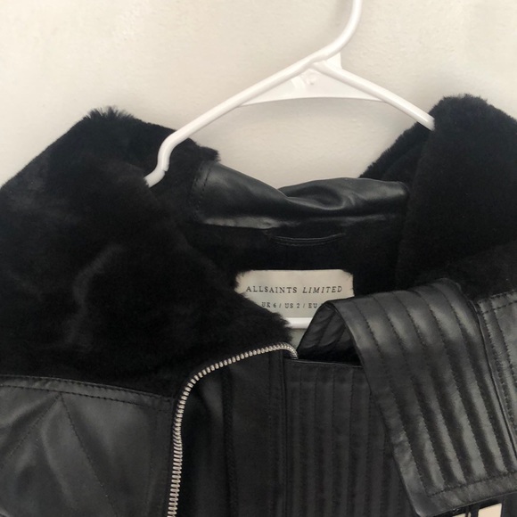 All Saints Black Leather Cape Coat - Picture 7 of 7